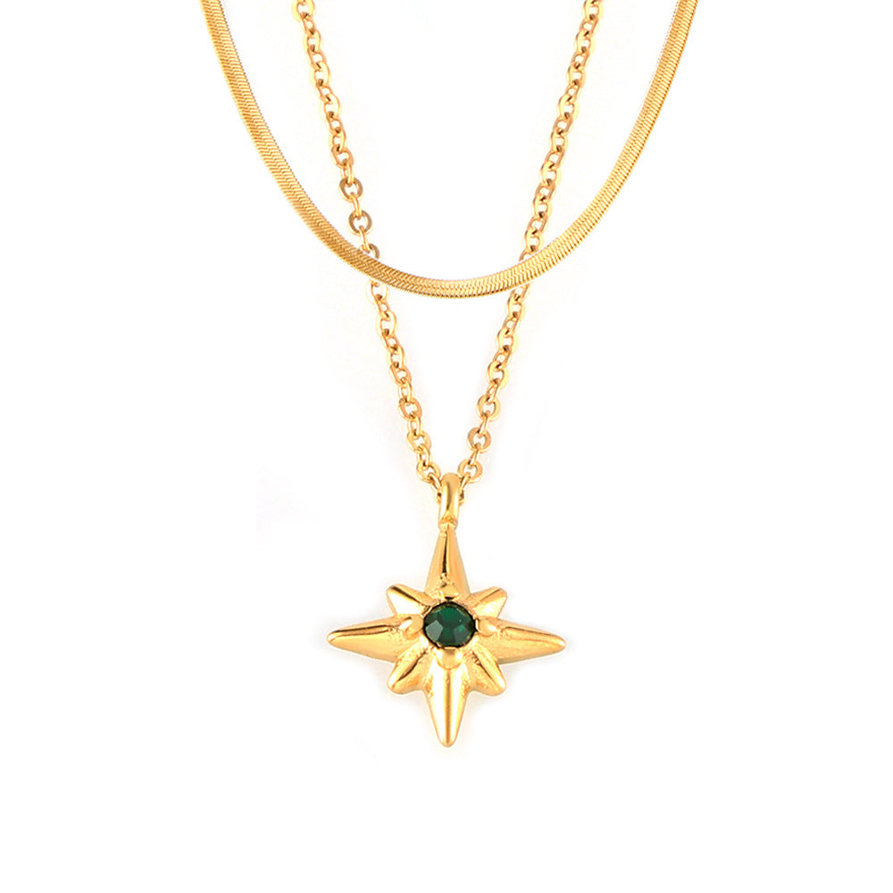European and American ins style classic eight-pointed star pendant clavicle necklace female fashion simple personality design stacking style necklace
