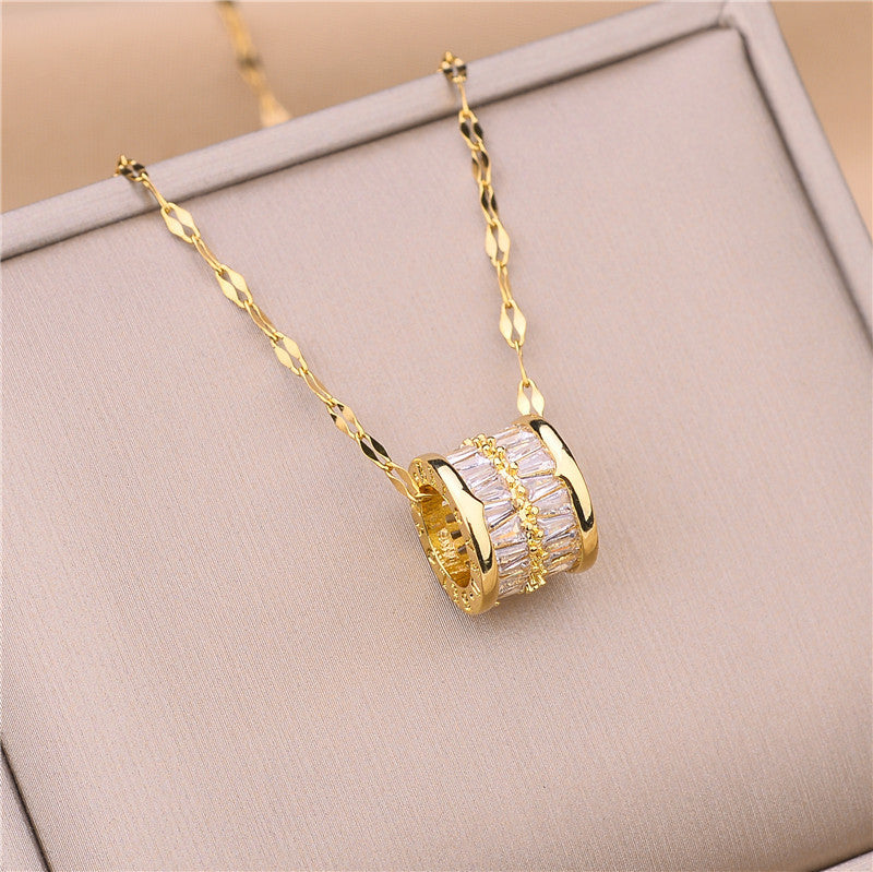 Douyin Net Red Explosion Fashion Crystal Transfer Bead Necklace Korean Version Simple Female Clavicle Chain Gift for Girlfriend