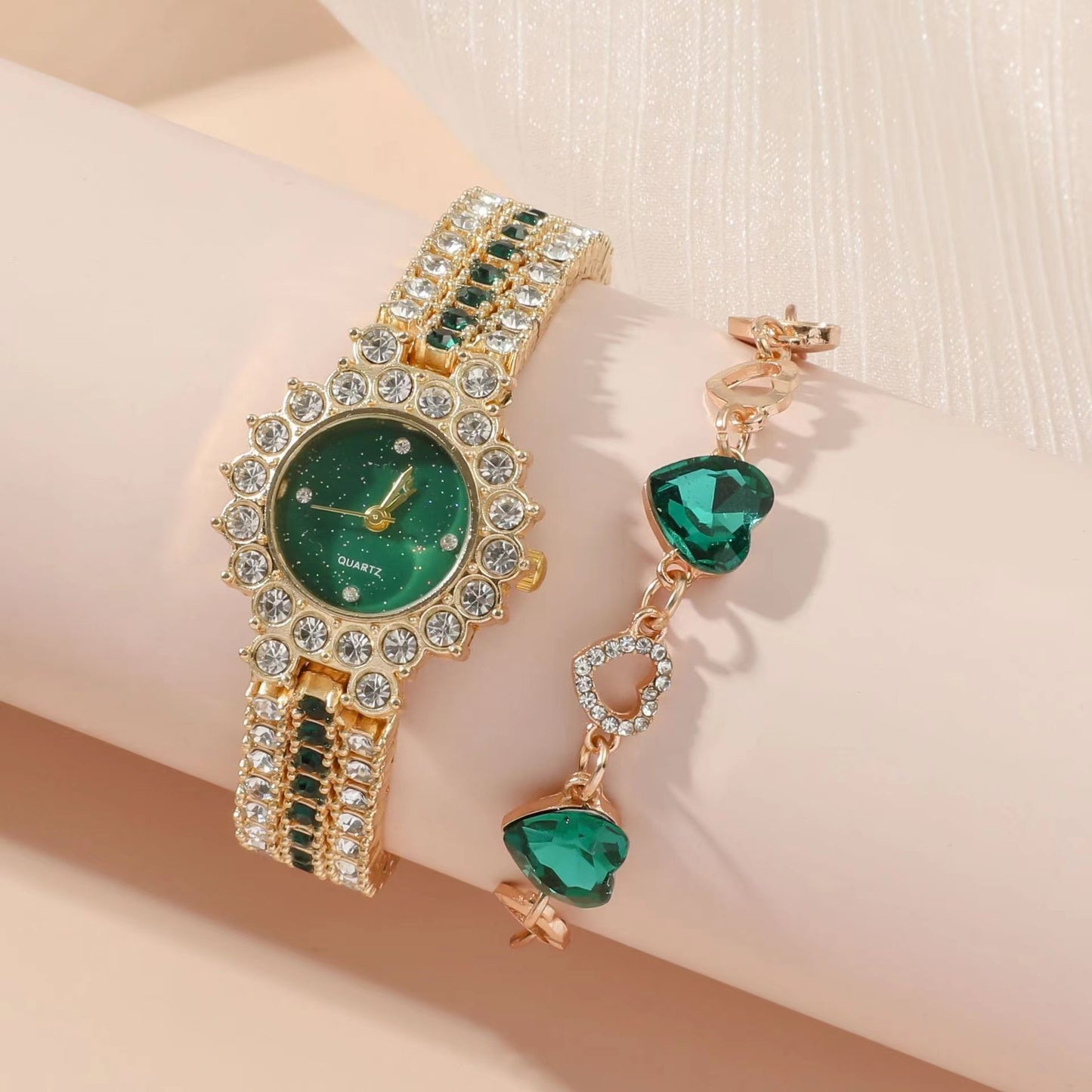 Green Five Piece Jewelry Set