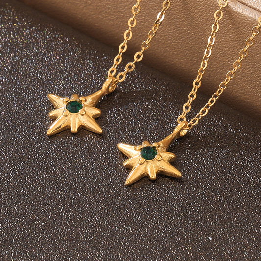 European and American ins style classic eight-pointed star pendant clavicle necklace female fashion simple personality design stacking style necklace