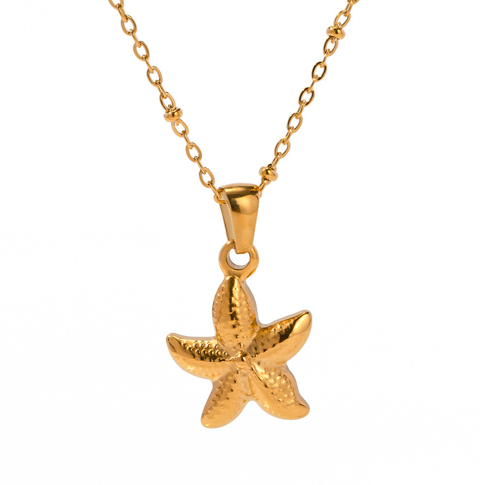 European and American cross-border new seaside holiday style light luxury niche marine life design starfish pendant necklace versatile