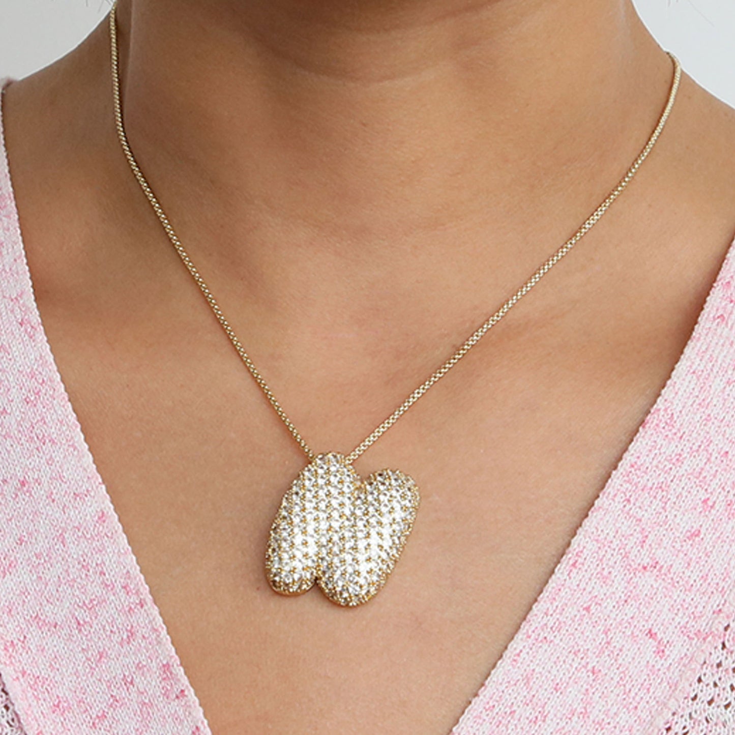 Amazon's hot-selling star Hailey's brass zircon balloon bubble chubby 26 English letter necklace