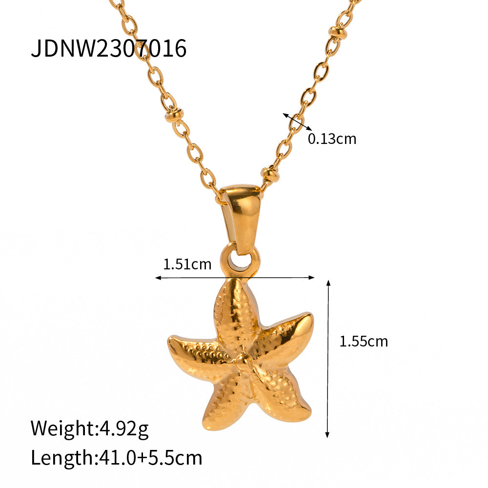 European and American cross-border new seaside holiday style light luxury niche marine life design starfish pendant necklace versatile