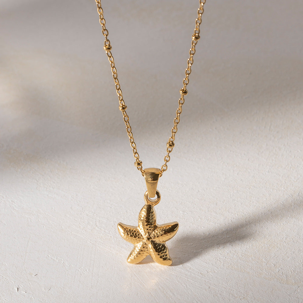 European and American cross-border new seaside holiday style light luxury niche marine life design starfish pendant necklace versatile