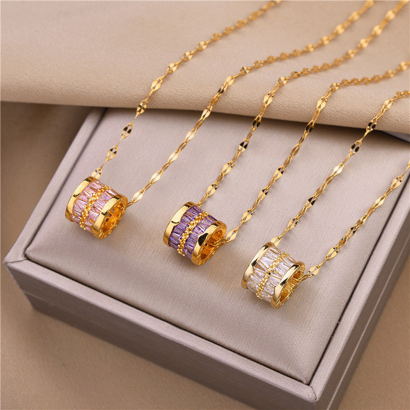 Douyin Net Red Explosion Fashion Crystal Transfer Bead Necklace Korean Version Simple Female Clavicle Chain Gift for Girlfriend
