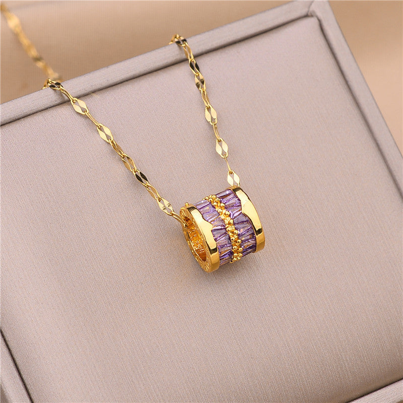 Douyin Net Red Explosion Fashion Crystal Transfer Bead Necklace Korean Version Simple Female Clavicle Chain Gift for Girlfriend