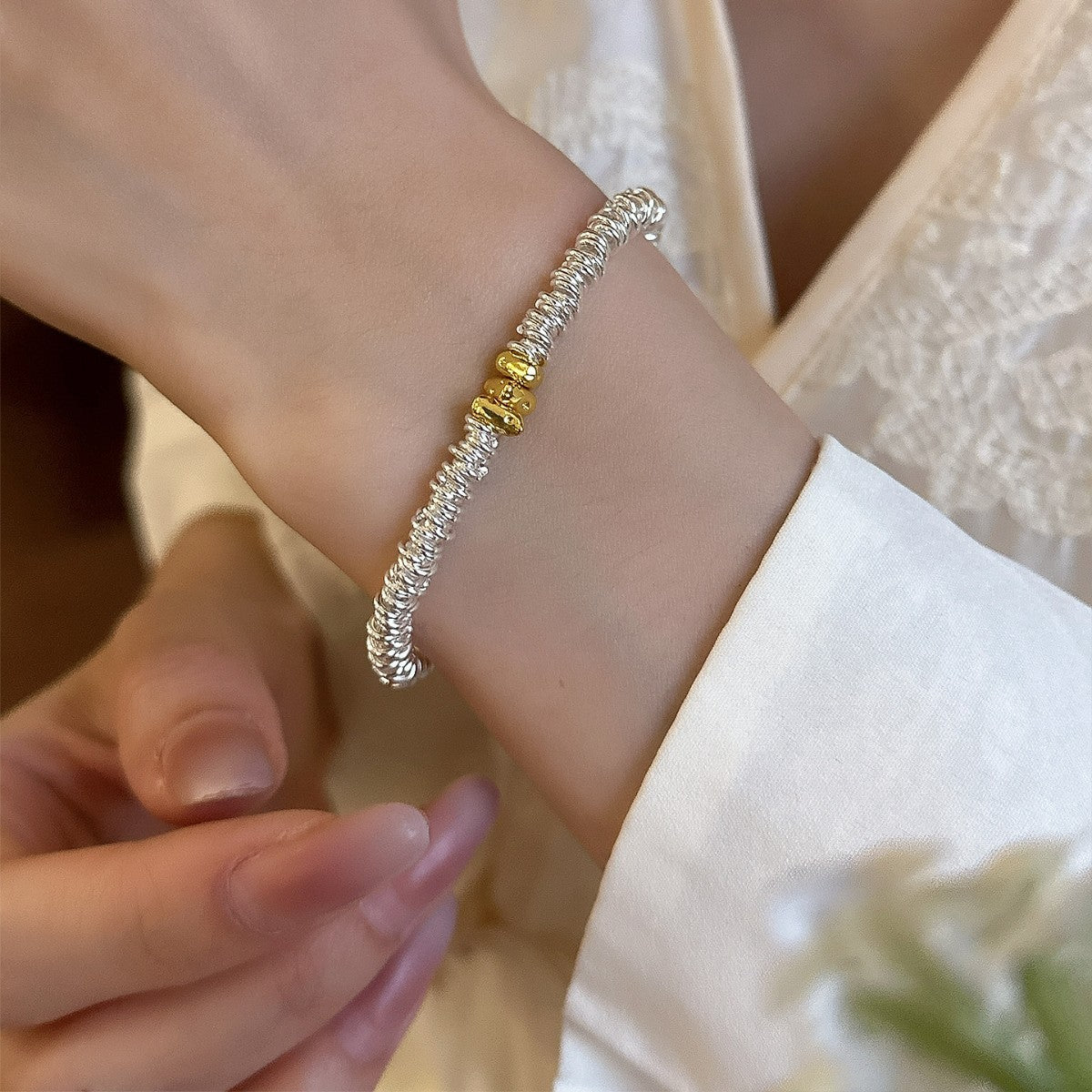 Silver Chesse Round Bracelet